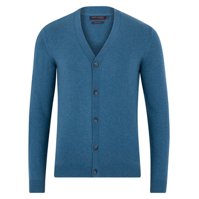 mens blue v neck cotton lightweight cardigan
