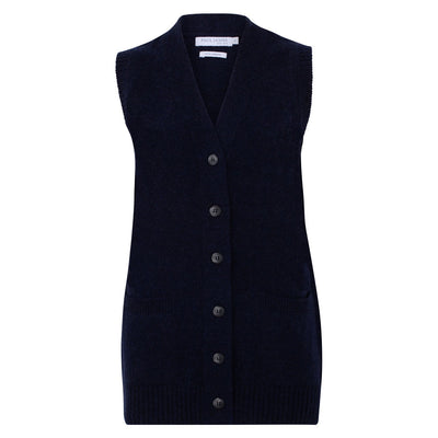 womens button navy wool waistcoat