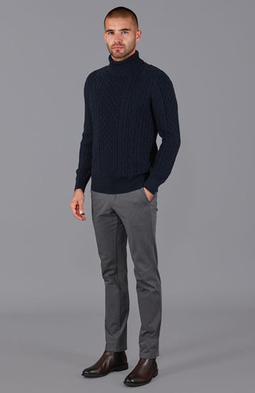 navy mens chunky cable jumper
