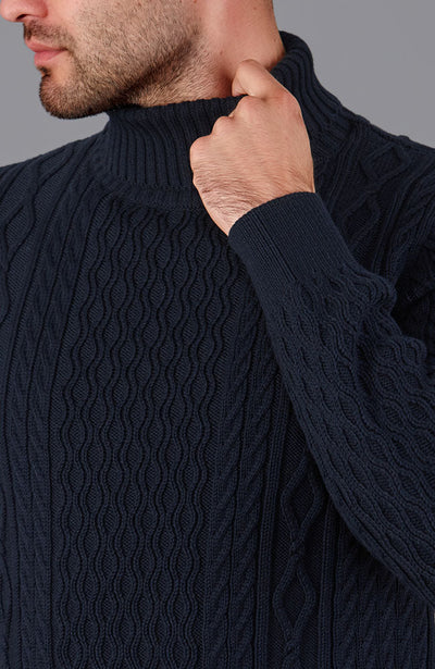 navy mens chunky cable jumper