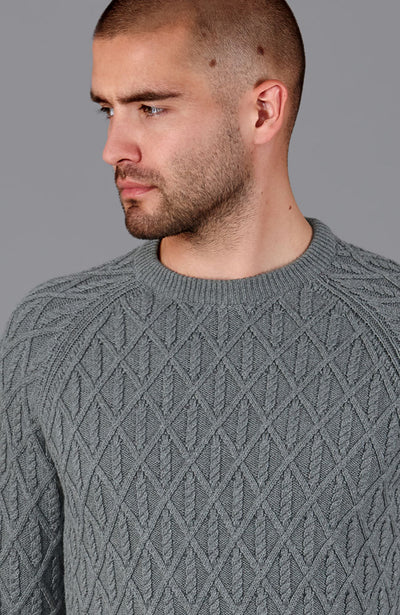 grey mens chunky cable jumper