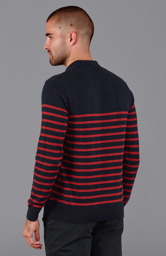 mens red zip neck breton sweater