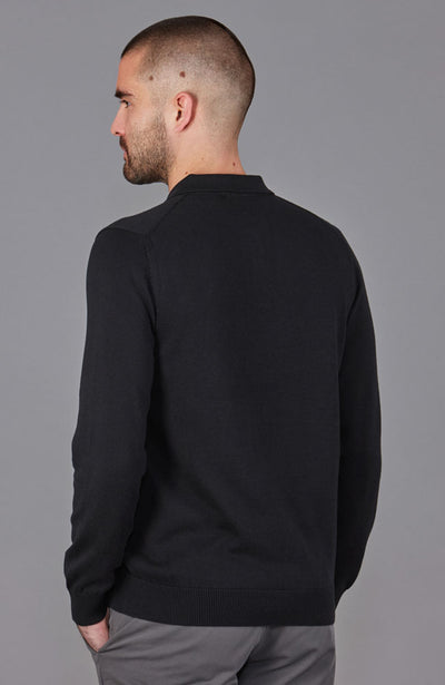 Langärmliges Strick-Poloshirt für Herren aus 100 % Baumwolle