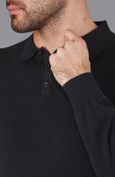 Langärmliges Strick-Poloshirt für Herren aus 100 % Baumwolle