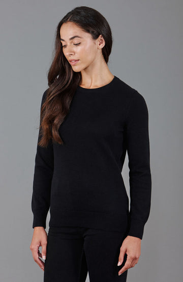 Black womens round neck cotton jumper by Paul James