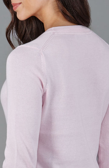 Pink womens round neck cotton jumper by Paul James