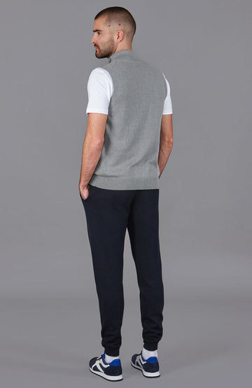 mens grey zip knitted gilet