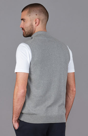 mens grey zip knitted gilet