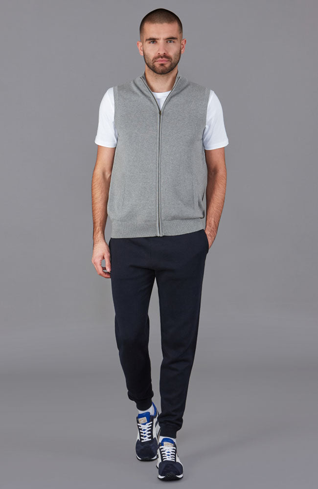 mens grey zip knitted gilet