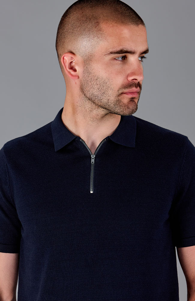 Leichtes Herren-Poloshirt aus 100 % Baumwolle mit kurzen Ärmeln und Reißverschluss