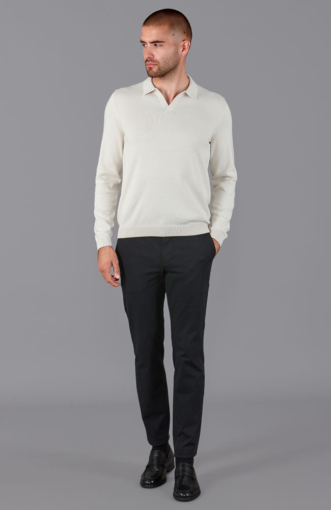white mens buttonless polo shirt