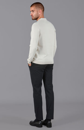 white mens buttonless polo shirt