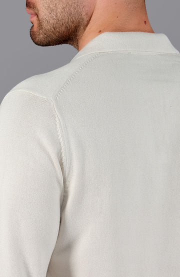 white mens buttonless polo shirt