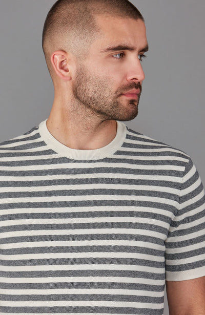 mens breton stripe textured t shirt