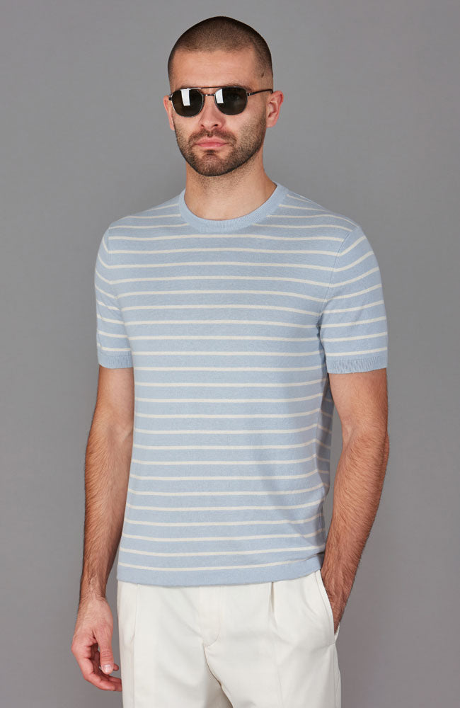 blue mens breton pin stripe t shirt