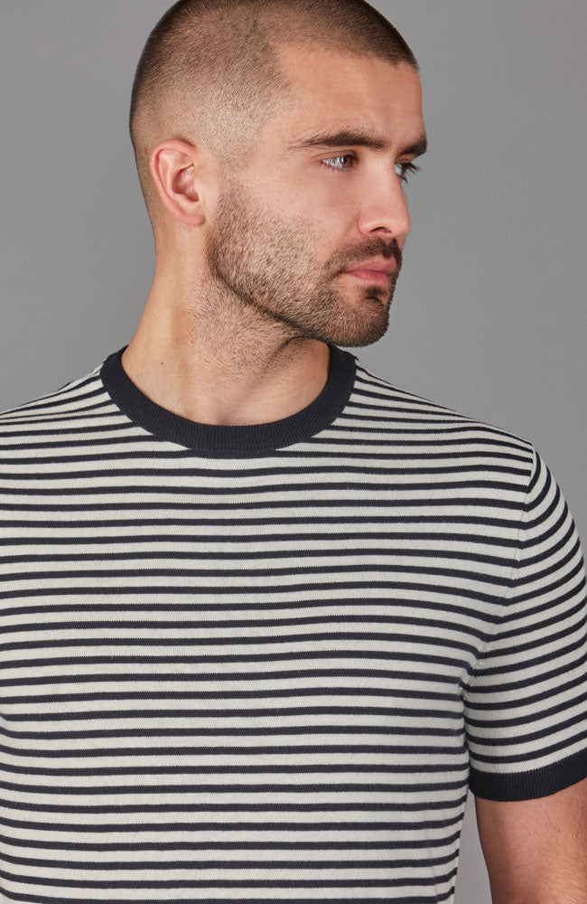 men navy breton stripe t-shirt