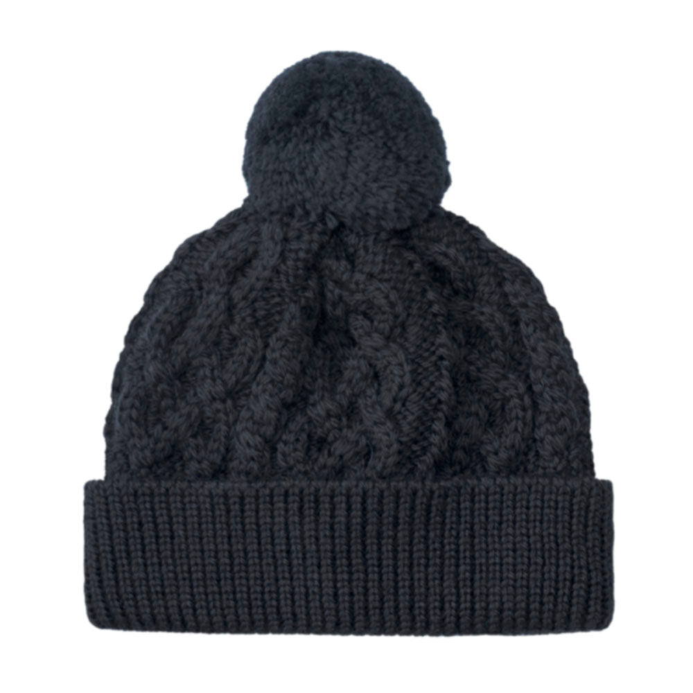 black wool cable beanie hat