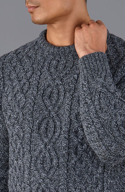mens grey chunky cable wool jumper