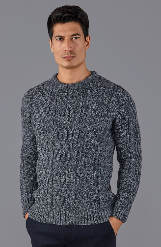 grey mens wool cable jumper