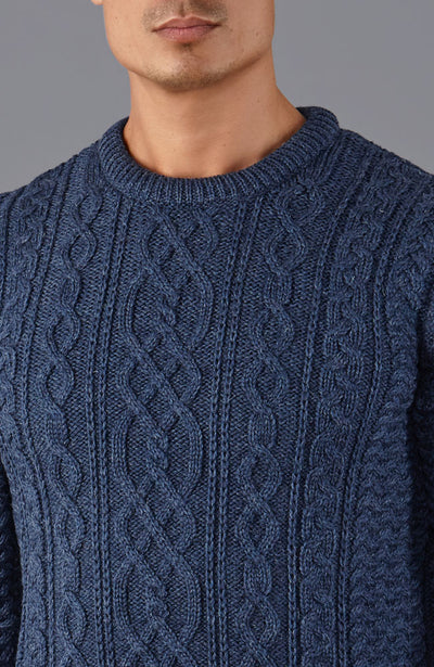 denim blue chunky wool jumper