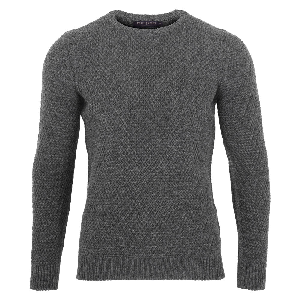 dark grey mens wool textured jumper