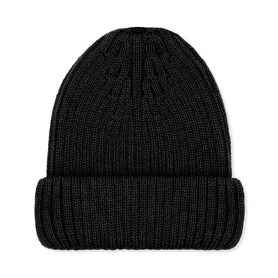 black winter merino wool beanie hat