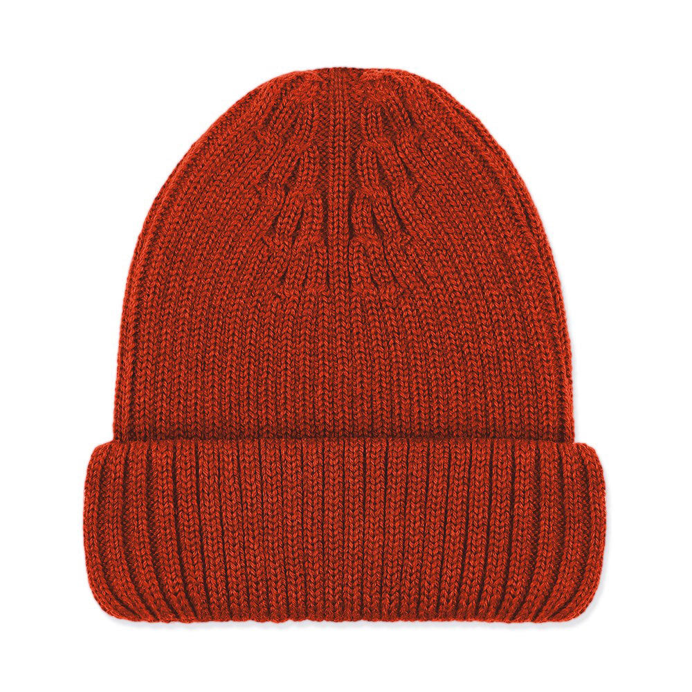 brick orange merino wool warm winter beanie hat