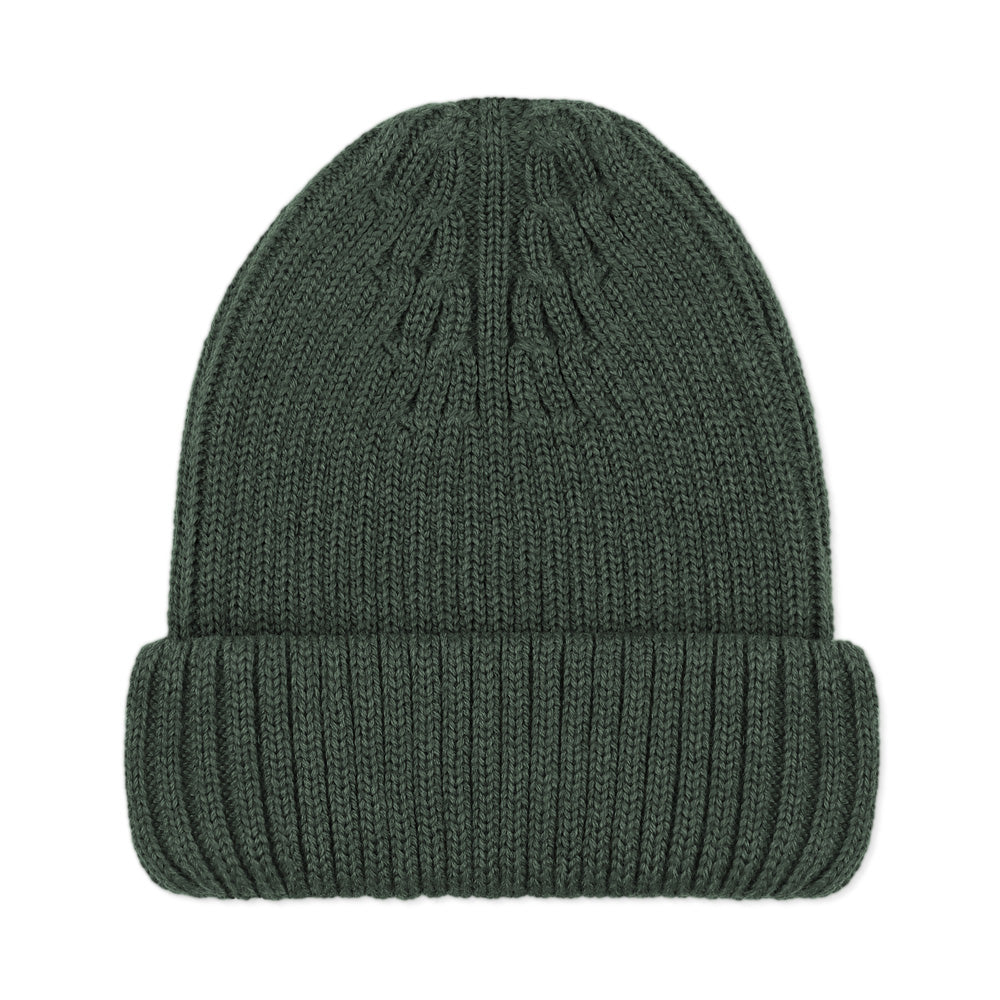 dark green merino wool winter beanie hat
