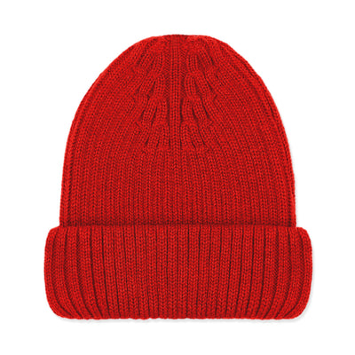 red merino wool winter beanie hat