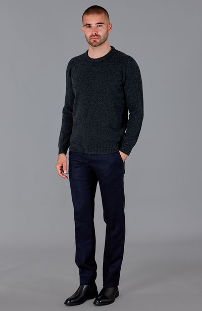 mens grey warm wool round neck jumper