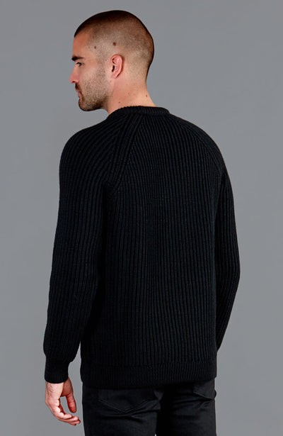 black mens chunky wool warm jumper