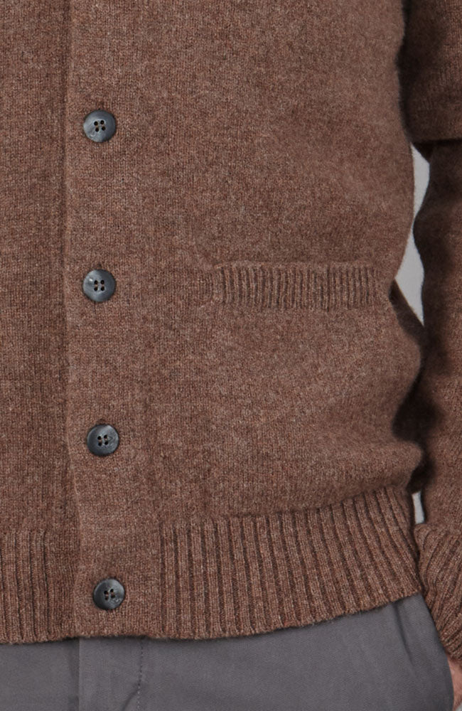 brown mens warm wool cardigan