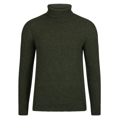 green mens wool roll neck jumper