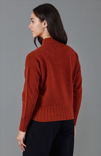 red womens high neck wool jumper