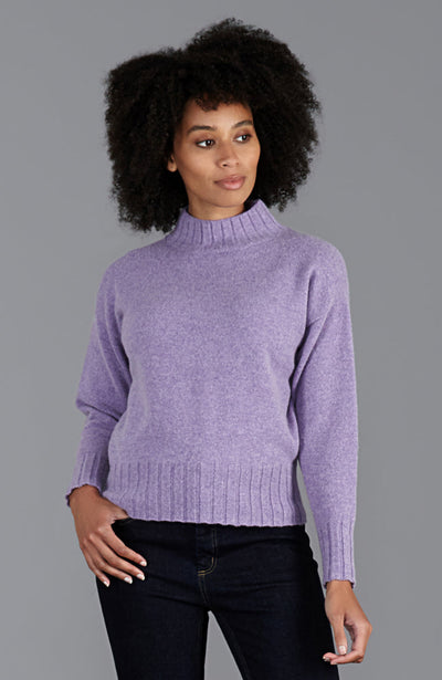 womens lilac high neck lambswool jumper