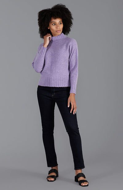womens lilac high neck lambswool sweater