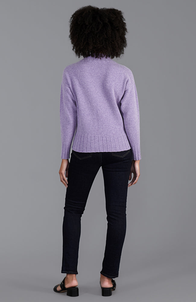 womens warm lilac mock turtleneck lambswool sweater