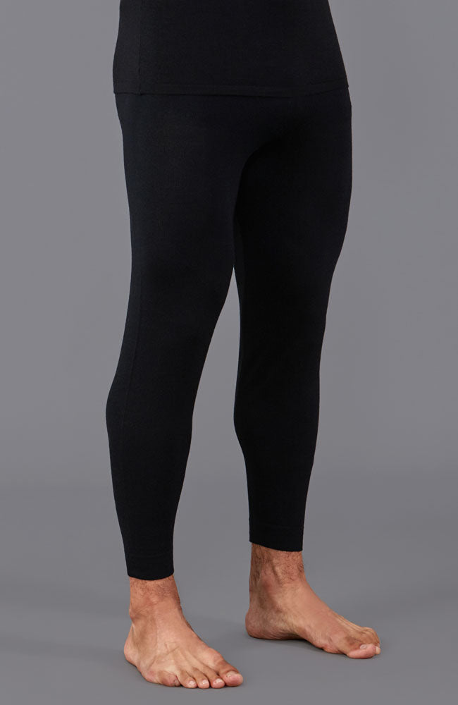 black mens base layer wool bottoms by Paul James