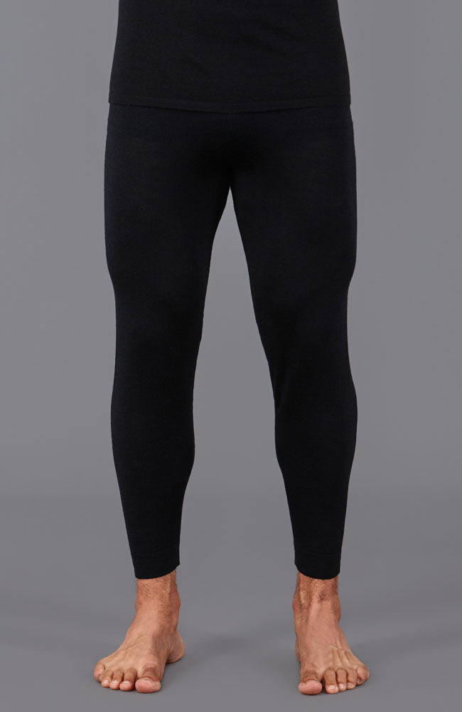 black mens base layer wool bottoms by Paul James
