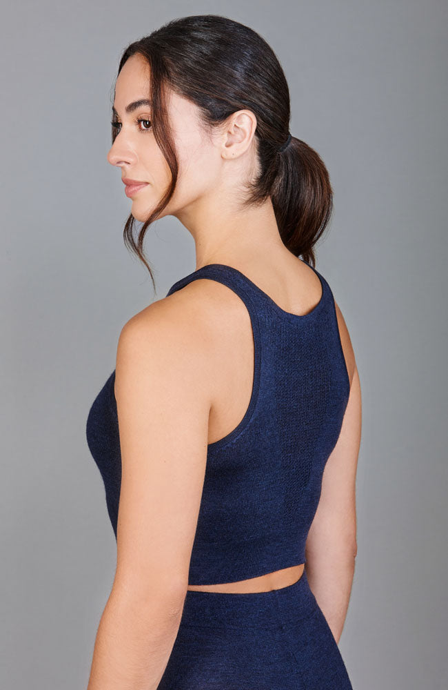 Navy womens merino wool thermal bralette by Paul James