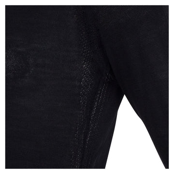 Black womens merino wool round neck jumper by Paul James