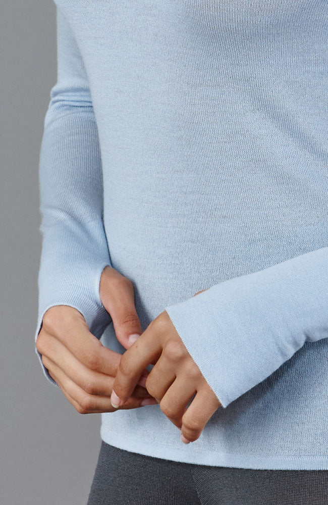 Blue womens merino sportswear top by Paul James