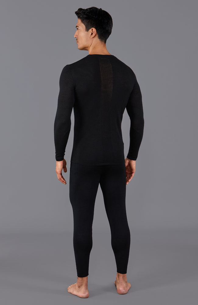 black mens base layer wool bottoms by Paul James