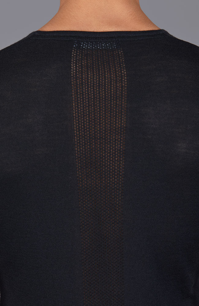 mens black merino wool base layer top