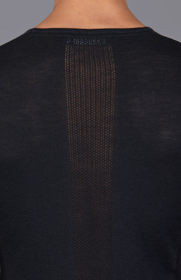 mens black merino wool base layer top