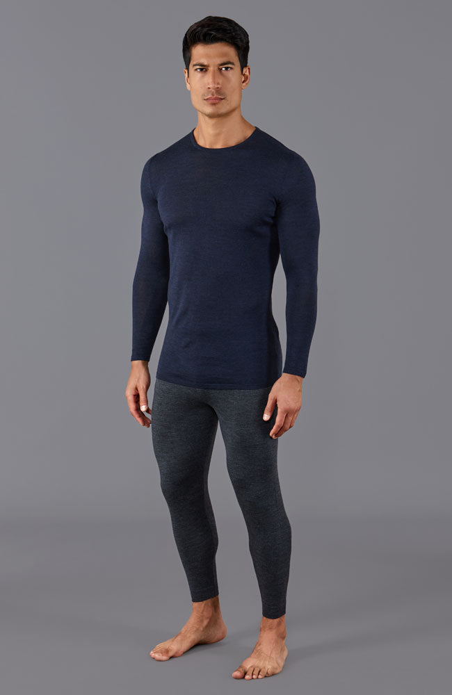 mens grey merino wool base layer bottoms by Paul James