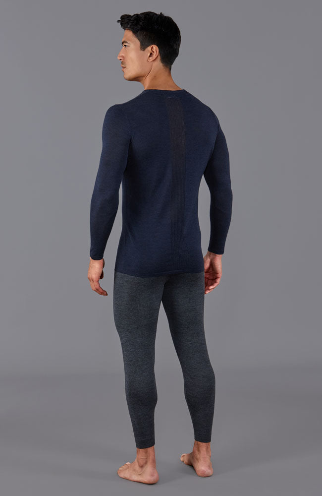 mens navy merino wool thermal top