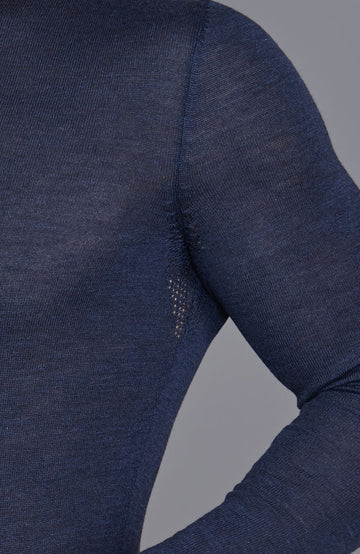 mens navy merino wool thermal top