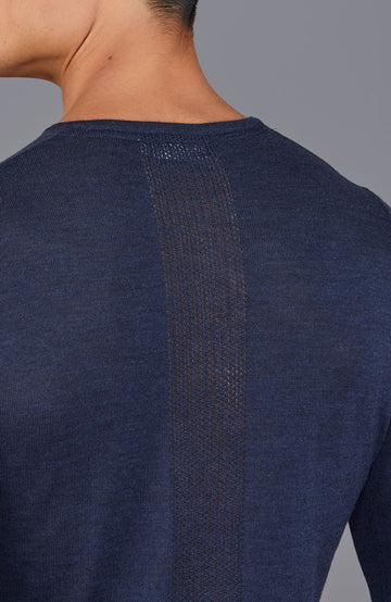 mens navy merino wool thermal top