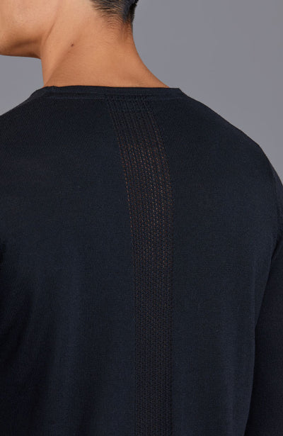 mens black merino wool sportswear top